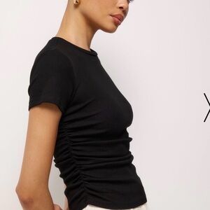 Dynamite Black Ruched Short Sleeve Top